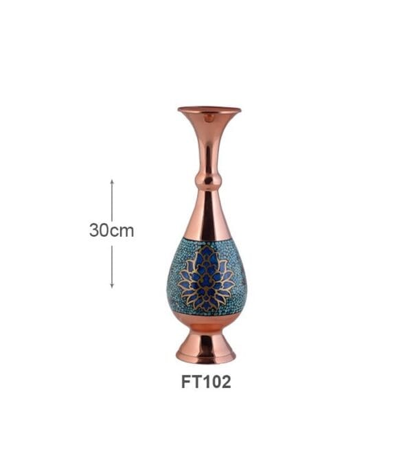 گلدان فیروزه کوب ترنج آقاجانی 30 سانتی متری کد FT102