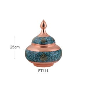 خرید قندان فیروزه کوبی آقاجانی بزرگ ترنج کد FT111