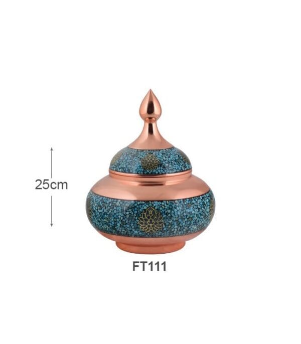 خرید قندان فیروزه کوبی آقاجانی بزرگ ترنج کد FT111