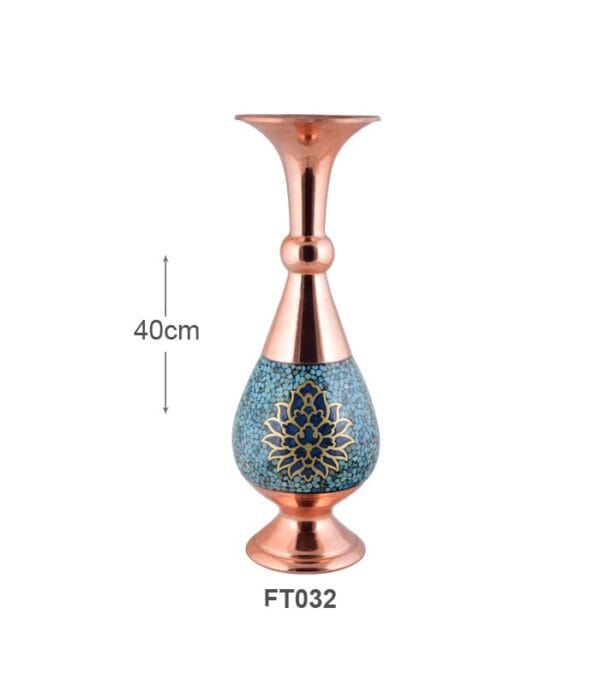 خرید گلدان صراحی فیروزه کوبی آقاجانی کد FT032 با ارسال رایگان