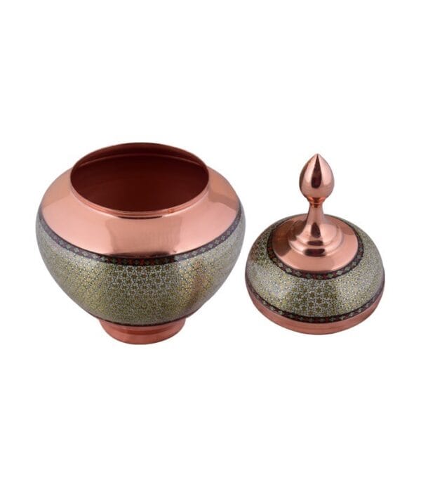 خرید اینترنتی قندان مس و خاتم کاری اصفهان تولید صنایع دستی آقاجانی کد K194