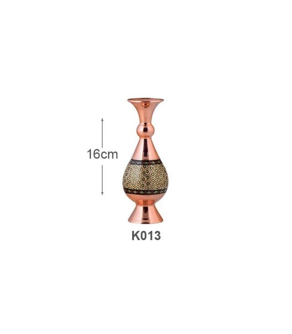 خرید گلدان صراحی مس و خاتم کاری اصفهان تولید صنایع دستی آقاجانی کد K013