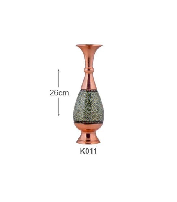 گلدان صراحی مس و خاتم کاری آقاجانی کد K011