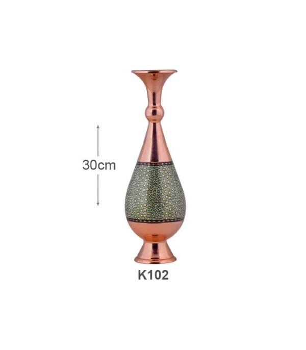 خرید گلدان صراحی مس و خاتم کاری اصفهان تولید صنایع دستی آقاجانی کد K103