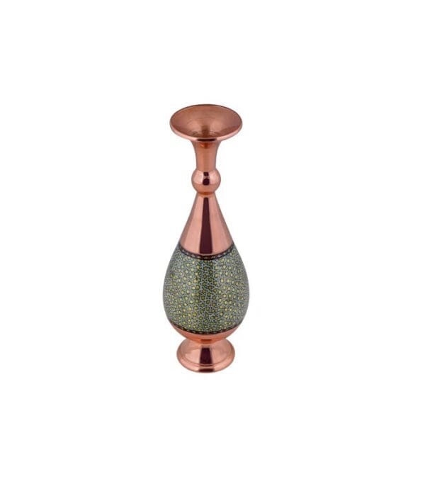 خرید اینترنتی گلدان صراحی مس و خاتم کاری اصفهان تولید صنایع دستی آقاجانی کد K103