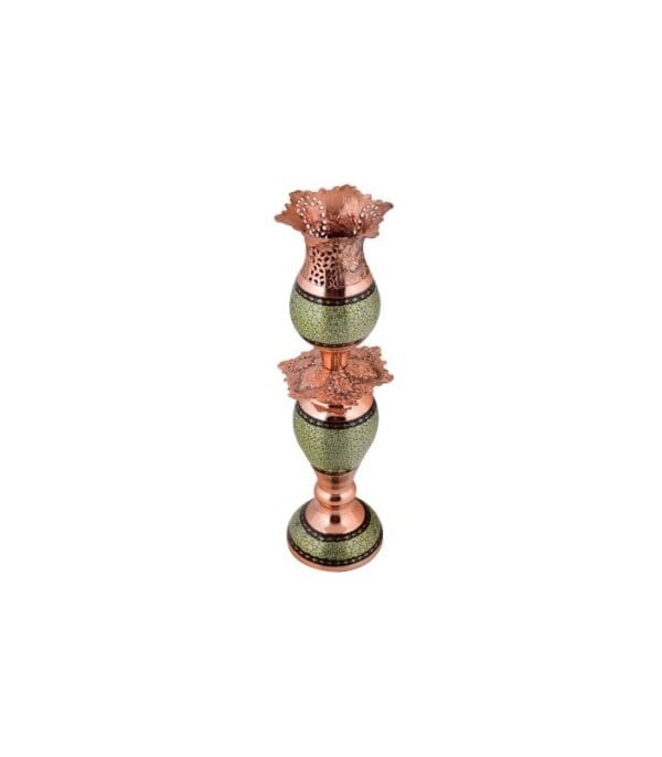 خرید اینترنتی لاله کوچک مس و خاتم کاری آقاجانی کد K064 از صنایع دستی اصفهان با بهترین قیمت فروش