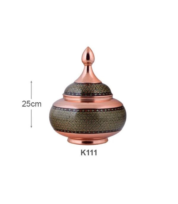 خرید قندان مس و خاتم کاری اصفهان تولید صنایع دستی آقاجانی کد k111 با ارسال رایگان